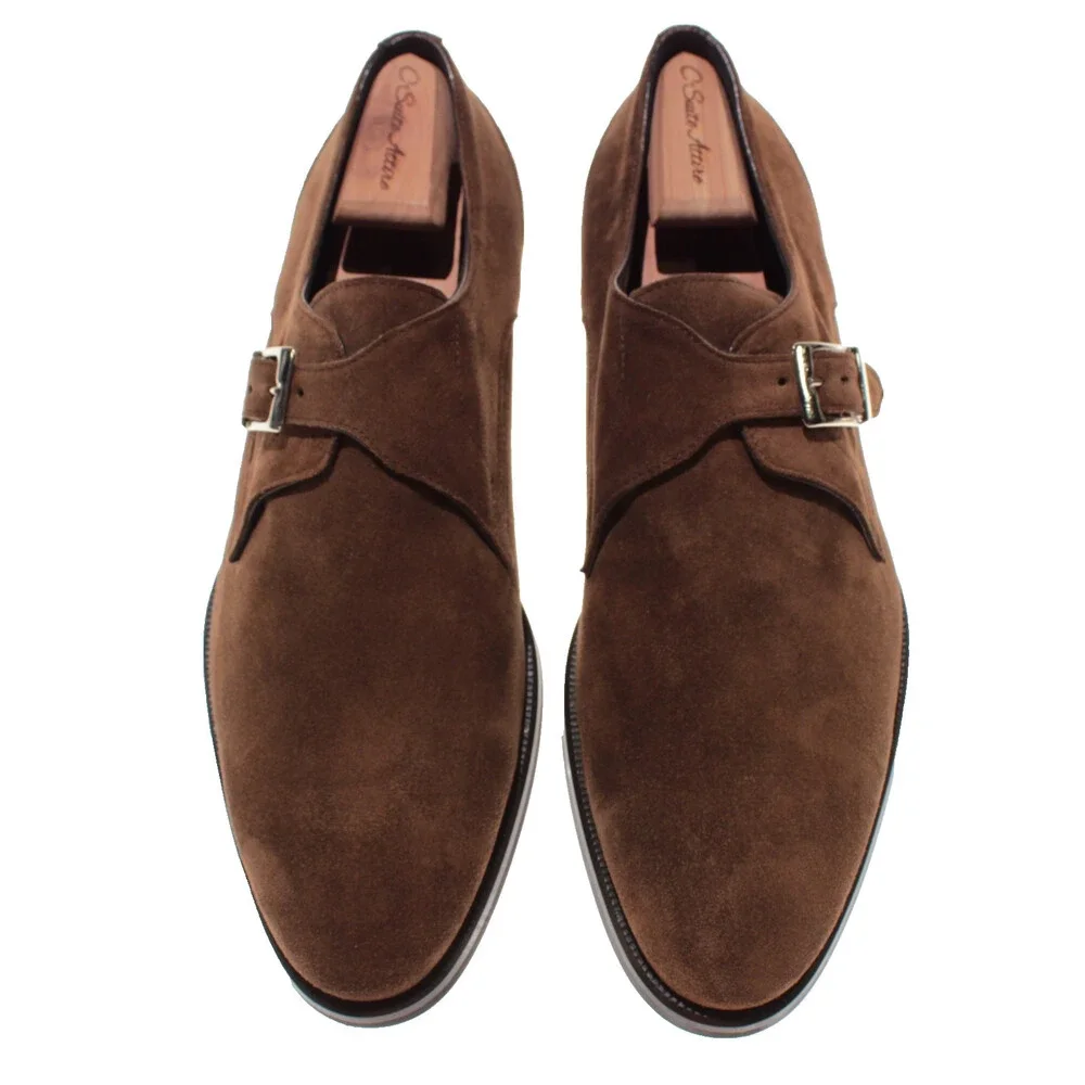 Pastori NWOB Faustus Single Monk Strap Dress Shoes Size 9 in Brown Suede